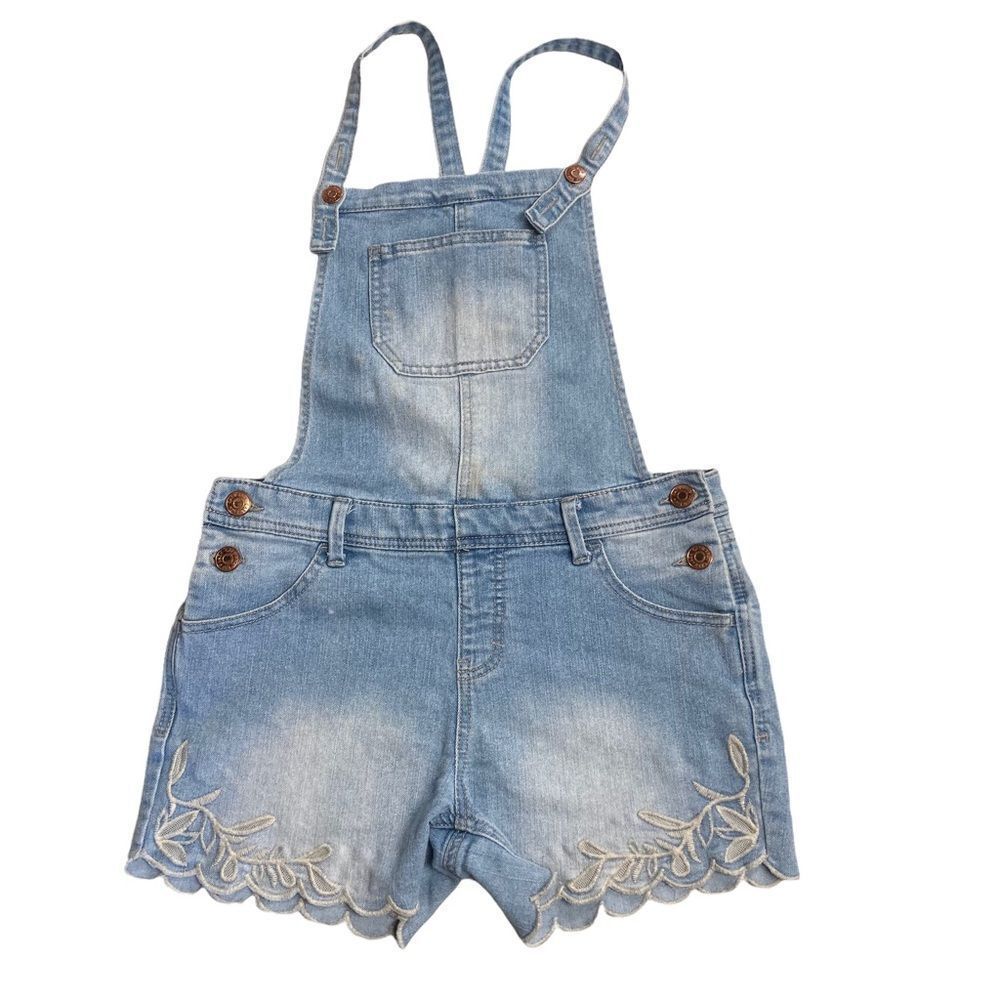 CAT & JACK, Juniors/Girls XL, Bib Overalls, Denim, Blue, Button Straps,4 Pockets